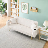 The straight-row white corduroy sofa with throw pillows, featuring a minimalist style, is suitable W1658P252026