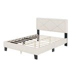ZUN Simple Queen Size Upholstered Bed Frame with Rivet Design, Modern Velvet Platform Bed with WF322805AAA