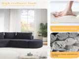 106.3-inch V-shaped modular sofa set in chenille fabric, featuring three throw pillows and two W3505P383964