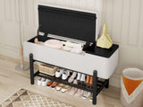 TREXM Farmhouse Upholstered Storage Bench with Hidden Compartment, Modern Entryway Bench for Living N715P308014B