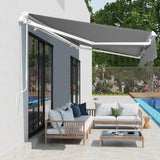 12*10FT gray retractable awning aluminum alloy bracket polyester cloth retractable 06243448