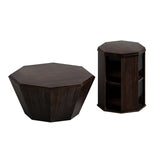 ZUN 31.5 "Octagonal Black Walnut Rubber wood Set of Two Coffee Table, Coffee Table, Living Room W757P203140