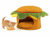 Cheeseburger Theme Cat Nest , Cute Burger Shape with Fried Chicken Plush Toy, No 89390808