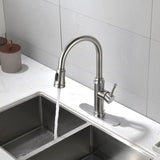 ZUN Single Handle High Arc Pull Out Kitchen Faucet,Single Level Stainless Steel Kitchen Sink Faucets 82522326