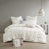 ZUN 3 Piece Elastic Embroidered Cotton Duvet Cover Set B03596516