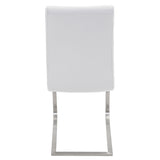 Foster Contemporary Dining Chair in Stainless Steel and White Faux Leather by LumiSource - Set of 2 B202P223520