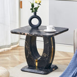 ZUN Modern Minimalist Black Marble-Patterned MDF Square Coffee Table. Add a quiet and cozy atmosphere to W1151P211298