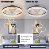 ZUN Ceiling Fans with Lights, Minimalist Ring Led Chandelier Fan with Remote Control Modern Ceiling Lamp W1340121803