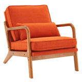 Oak Armrest Oak Upholstered Single Lounge Chair Indoor Lounge Chair Burnt Orange 61240828