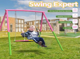 Flying Saucer Swing Set with Heavy Duty A-Frame Metal Swing Stand, Full Steel, Outdoor for Kids, W1163P363321
