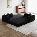 78.7-Inch Convertible Sleeper Sofa Bed with Cylindrical Pillow, Chenille Folding Mattress Couch with W834P337413