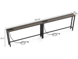 2Pcs 78.74"x5.91"x31.10" Console Table, MDF with Melamine Veneer & Iron Frame, with Power Outlet, 66330565