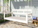 Patio Wooden Twin Size Porch Swing Daybed Frame, Garden Swing Bench Chair with 4 Hanging N717P265795K