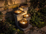 4-Tier Waterfall Fountain with LED Lights, Resin Fiberglass Outdoor Fountain with Adjustable Flow 94280886
