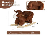 Kids Ride-On Rocking Horse Toy with Lullaby Song,Horse Rocking Toy with Hand Puppets and Safety Belt 00422976