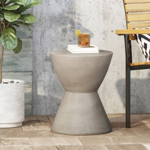 ZUN Outdoor MGO Side Table, Light Grey 70883.00