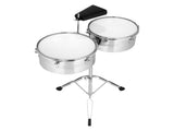 Percussion 13" & 14" Timbales Drum Set with Stand and Cowbell Silver 02216190