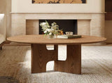 31.5 Inches Round Rustic Ash Wood Veneer Coffee Table for Small Living Room W3136P354198