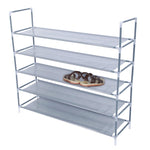 ZUN Simple Assembly 5 Tiers Non-woven Fabric Shoe Rack with Handle Gray 64754250