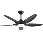 ZUN 48 Inch Ceiling Fan with Dimmable LED Light and Remote Control, 5 ABS Blades DC Motor Black W934P211114