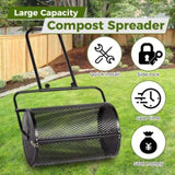 24 inch Compost Spreader for Lawn, Garden Peat Moss Roller with Double Side Latches, Powder Coated 66375361