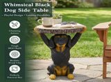 22.17"H Black Dog Side Table Pedestal End Table Stool, MGO Dog Statue Hand Painted Sculpture for N765P412507B
