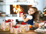 3-Piece Flocked Christmas Gift Boxes - 60 Warm-White LEDs, Timer Function, WhiteRed Festive Decor 84994515