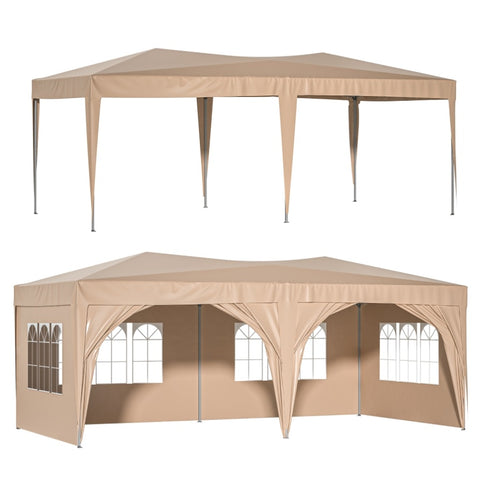 ZUN 10 x 20 ft Heavy Duty Awning Canopy Pop Up Gazebo Marquee Party Wedding Event Tent with 6 Removable 68434139