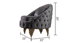 Chair with Fabric button-tufted velvet upholstery Finish in Grey 698781389249