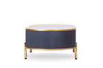 ZUN Modern Coffee Table White/Gray Sintered Stone Top & Gold With Drawer B091119902