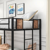 Twin Over Twin Size Metal Bunk Bed Black W84083686