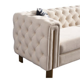Chesterfield Modern Tufted Velvet Living Room Sofa, 84.25''W Couch,Cream W57964660