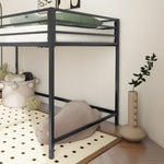 ZUN Adam sturdy junior twin loft bunk black for kids with easy climbing ladder, space saving B083P168426