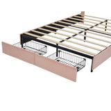 Full Size Upholstered Smart LED Bed Frame with 2 Storage Drawers and Chic Double Petal Headboard , W3004P230608