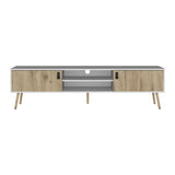 Huna TV Stand, Dual-Tone with Hinged Drawers and Open Shelves B070P173202
