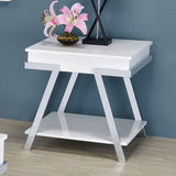 Contemporary Style White 1pc End Table High Gloss Finish Chrome Frame Gorgeous Living Room Furniture B011P207455