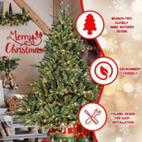 Artificial 7ft Green Christmas Tree with 2257 PE/PVC Mixed Branch Tips, 750L warm white led, memory 04434057