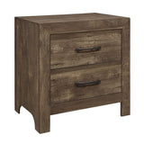 Simple Look Rustic Brown Finish 1pc Nightstand of Drawers Black Metal Hardware Bedroom Furniture B01153389