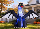 8 FT Inflatable Winged Ice Dragon Halloween Decoration with LED Disco & Eye Lights, Waterproof 01704142