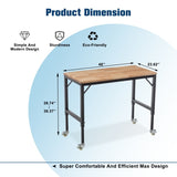 48" Heavy-Duty Adjustable Workbench for Garage, Rubber Wood shop table W/Metal Wheels, Hardwood W1422P218518