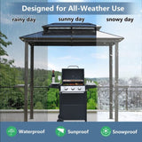 Outdoor Grill Gazebo 8 x 5FT, Hardtop BBQ Gazebo with UV-Resistant Polycarbonate Roof & Storage W765P269609