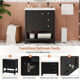 30inch Transitional Style Bathroom Vanity Cabinet Combo with Ceramic Sink,Soft Close Door N729P171882B
