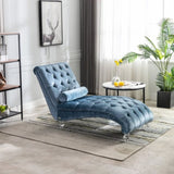 COOMORE Velvet Chaise Lounge Indoor,Button-Tufted Upholstered Chaise Lounge Chair with Pillow for W39538684