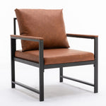 ZUN Furniture,Modern Faux Leather Accent Chair with Black Powder Coated Metal Frame, Single Sofa for 77450041