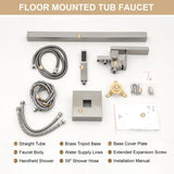 Freestanding Bathtub Faucet Waterfall Tub Filler Brushed Nickel Floor Mount Brass Bathroom Faucets W1243P316370