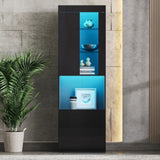 ON-TREND High Gloss Storage Cabinet with LED Lights, 67" Tall Pantry Cabinet with Acrylic Door, N721P192842B