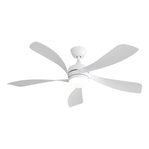 ZUN 52 Inch Modern Ceiling Fan With 5 ABS Blades Remote Control Reversible DC Motor White For Bedroom W934P187539