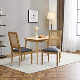 French Country Dining Chairs Elegant Cane Backrest & Upholstered Seats with Fluted Legs N767P263678H
