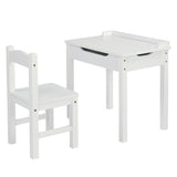Flip Top Kids Table and Chair Set, Wood Activity Table Set with Storage Space for Arts Crafts, White 50422470