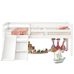 ZUN Twin Low Loft Bed with Slide, Ladder, Safety Guardrails, No Box Spring Needed,White 66011923